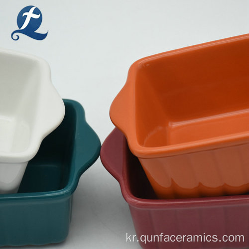 손잡이를 가진 직사각형 주문 세라믹 Bakeware